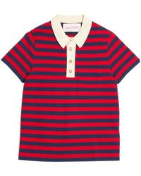Valentino - Striped Button Detailed Polo Shirt - Lyst