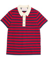 Valentino - Striped Button Detailed Polo Shirt - Lyst