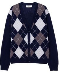 DUNST - Argyle V-Neck Cardigan - Lyst