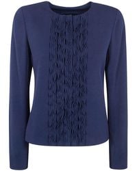Emporio Armani - Ruffled Crewneck Jacket - Lyst