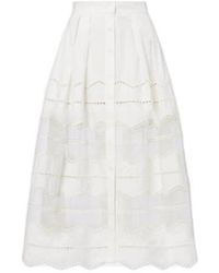 Elie Saab - Organza-Trimmed Cotton Midi Skirt - Lyst
