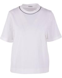 Brunello Cucinelli - Shiny Trims Jersey T-Shirt - Lyst