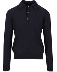 Tom Ford - Long-Sleeved Knitted Polo Shirt - Lyst