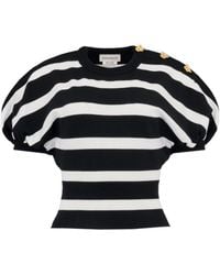 McQueen - Wool Stripe Knit Top - Lyst