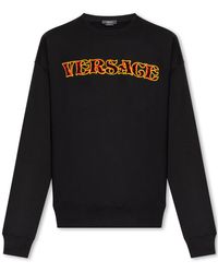 Versace - Logo Embroidered Crewneck Sweatshirt - Lyst