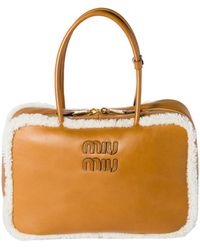 Miu Miu - Beau Shearling Top-Handle Bag - Lyst