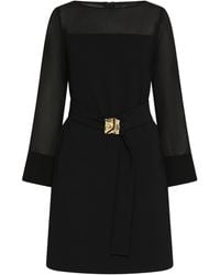 Marella - Envers Satin And Georgette Belted Dress - Lyst