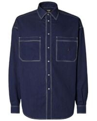 Fendi - Logo Embroidered Long-Sleeved Shirt - Lyst
