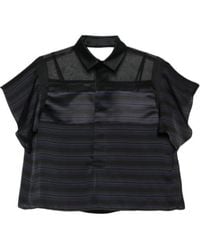 Sacai - Mesh Striped Blouse - Lyst