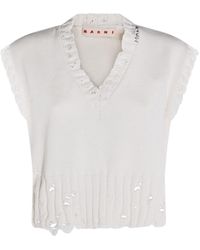 Marni - Distressed-Effect V-Neck Knitted Vest - Lyst