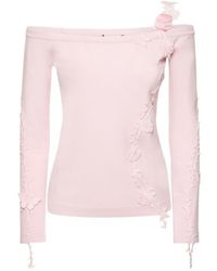 Blumarine - Viscose Knit Roses Thorns Top - Lyst