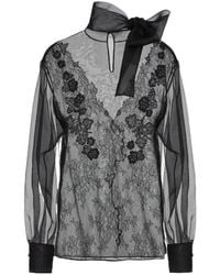 Valentino - Lace Long-Sleeved Blouse - Lyst
