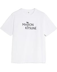 Maison Kitsuné - Maison Kitsuné Logo Printed Crewneck T-Shirt - Lyst