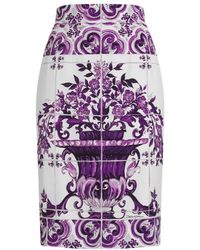 Dolce & Gabbana - Maiolica Silk Pencil Skirt - Lyst