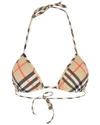 Burberry - Checked Halterneck Bikini Top - Lyst