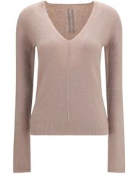 Rick Owens - Ribbed V-Neck Knitted Sweater - Lyst