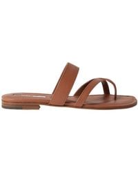 Manolo Blahnik - Susa Cross-Strap Flat Sandals - Lyst