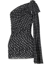 Patou - One-Shoulder Draped Polka Dot Knit Mini Dress - Lyst