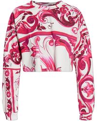 Dolce & Gabbana - Majolica Pattern Cropped T-Shirt - Lyst