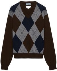 Prada - Long-Sleeved V-Neck Jumper - Lyst