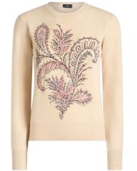 Etro - Wool And Cashmere Sweater With Embroidery - Lyst