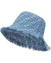 Fendi - Ff Jacquard Frayed Edge Bucket Hat - Lyst