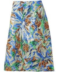 Rabanne - Floral-Sequin Midi Skirt - Lyst