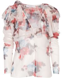 Philosophy Di Lorenzo Serafini - Ruffled-Neckline Floral-Print Blouse - Lyst