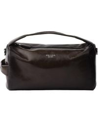 Prada - Antiqued Leather Shoulder Bag - Lyst