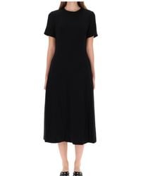 Theory - Crepe Flared Hem Midi Dress - Lyst