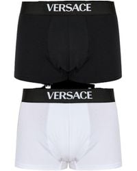 Versace - Logo-Intarsia Pack Of Two Boxers - Lyst