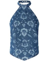 Pinko - Floral Denim Top - Lyst
