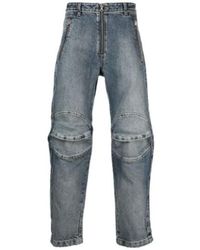 DIESEL - Logo Patch Zip-Up Jeans - Lyst