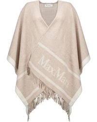 Max Mara - Hilde Logo-Intarsia Fringed Cape - Lyst
