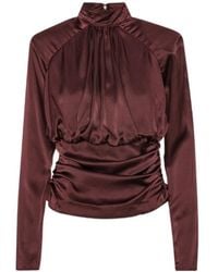 ROTATE BIRGER CHRISTENSEN - Pleated Long-Sleeved Blouse - Lyst