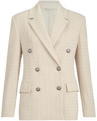 Brunello Cucinelli - Sparkling Cotton And Viscose English-Rib-Knit Blazer With Monili - Lyst
