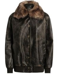 Dolce & Gabbana - Shearling-Trimmed Leather Bomber Jacket - Lyst