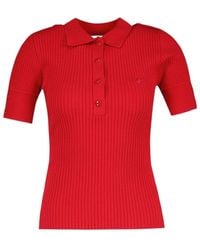 Courreges - Courrèges Rib-Knit Logo Embroidered Polo Shirt - Lyst