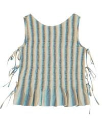 Ganni - Ombre Striped Cotton Smock Tie Top - Lyst