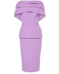 Safiyaa - Loura Draped Peplum Crêpe Midi Dress - Lyst