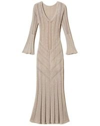 Twinset - Openwork V-Neck Knitted Dress - Lyst