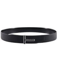 Tom Ford - T Logo Plaque Buckle Belt - Lyst