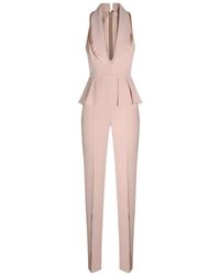 Elisabetta Franchi - Peplum Halterneck Jumpsuit - Lyst