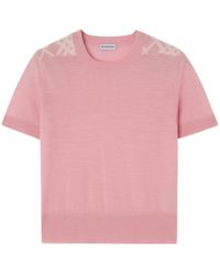 Burberry - Check Panel Wool Silk Top - Lyst