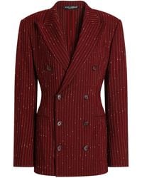 Dolce & Gabbana - Double-Breasted Pinstriped Taormina Jacket - Lyst