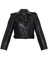 Balmain - Belted Biker Leather Jacket - Lyst
