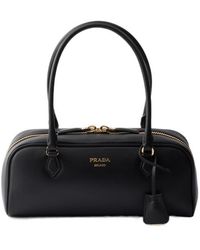 Prada - Medium Leather Top-Handle Bag - Lyst