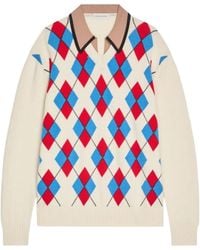 Dries Van Noten - Argyle Collared Sweater - Lyst