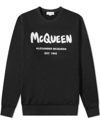 McQueen - Logo Printed Crewneck Sweatshirt - Lyst