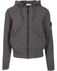 Stone Island - Logo Patch Zip-Up Hoodie - Lyst